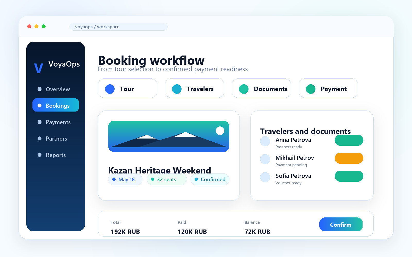 VoyaOps live booking flow